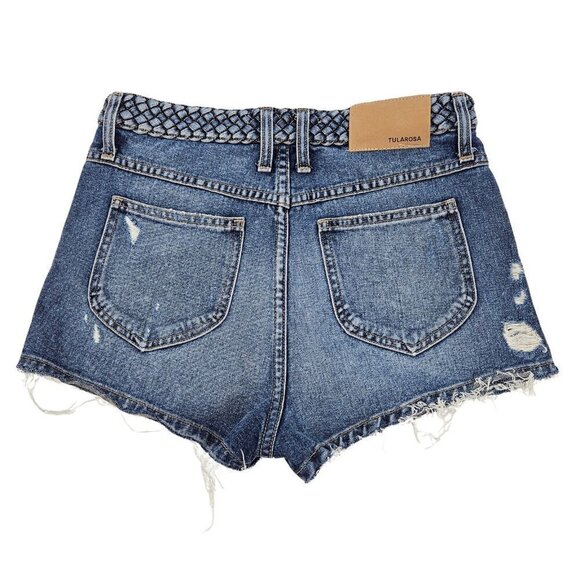 Tularosa Emma High Rise Denim Jean Shorts Dark Wash Women’s Size 26 Summer Beach - Picture 3 of 13
